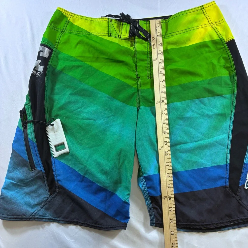 Billabong Platinum Quad X Stretch Board Shorts Mens 36 Green Blue Y2K M104LDOM